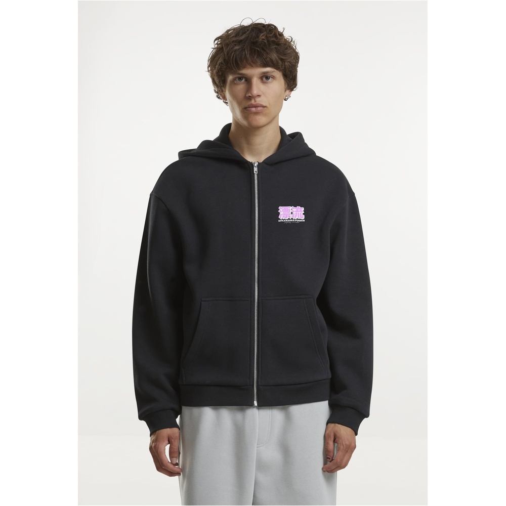 Mister Tee - Unleashed Power Fluffy Kapuzenpullover mit Reißverschluss - Schwarz
